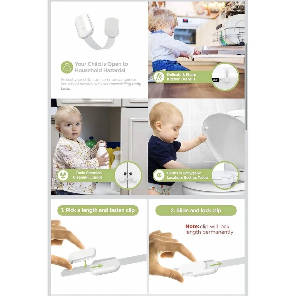 Baby Locks (8-Pack) Child Safety Cabinet Proofing - Safe Quick and EasyAdhesive